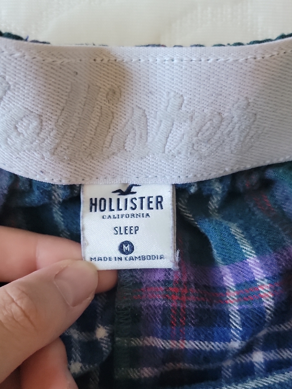 Hollister Blue & Purple Plaid Sleep Shorts with Teal Accents - Picture 2 of 2